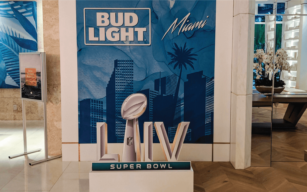 bud light superbowl miami dimensional signage