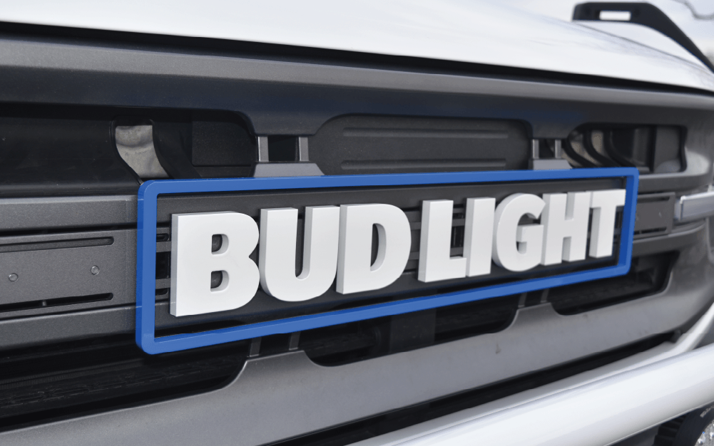 bud light bronco dimensional signage