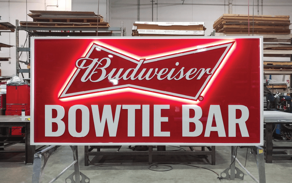 budweiser bowtie bar dimensional signage