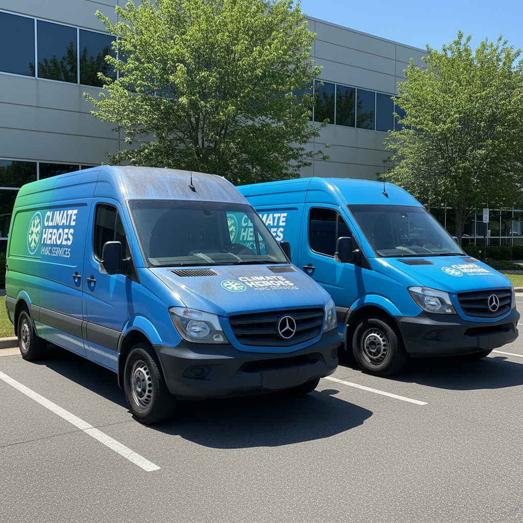 Side-by-side comparison of a faded, peeling fleet wrap versus a well-maintained, vibrant vinyl graphic.