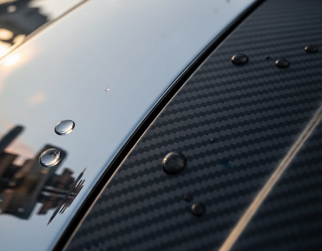 Chrome and carbon fiber vehicle wrap finishes highlighting premium branding options.