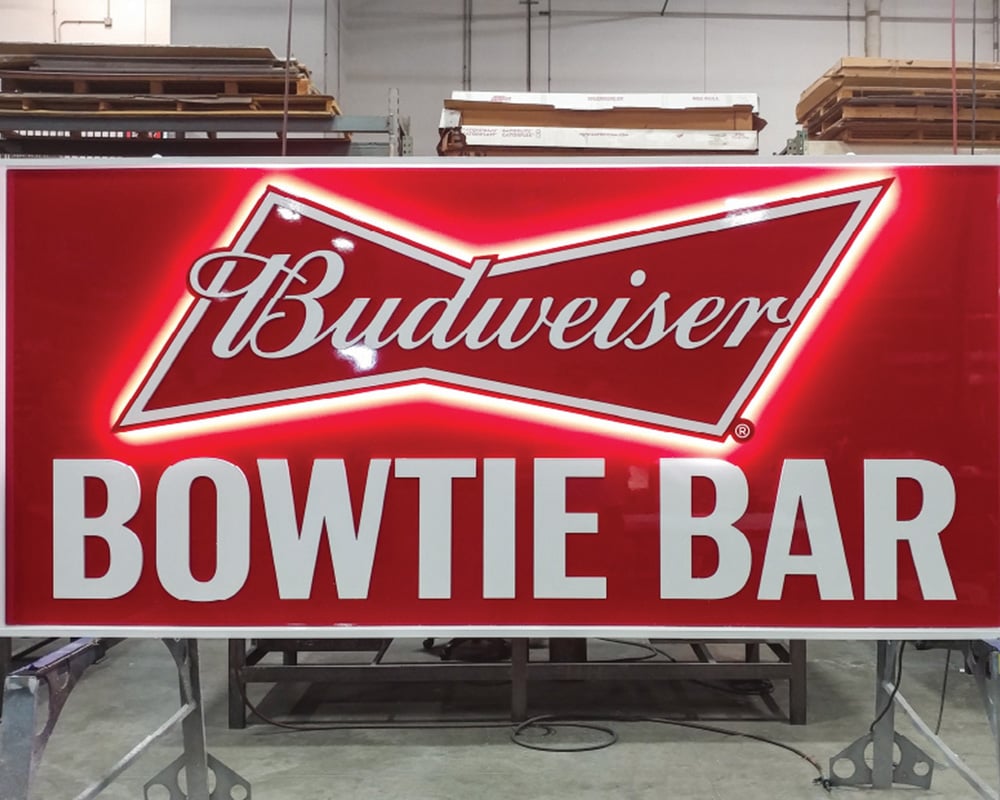 3d Elements & Signs - dimensional signage - budweiser bowtie bar