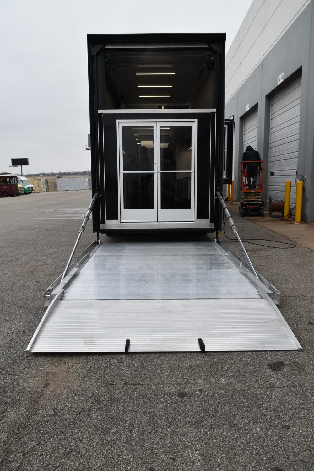 back of race car trailer