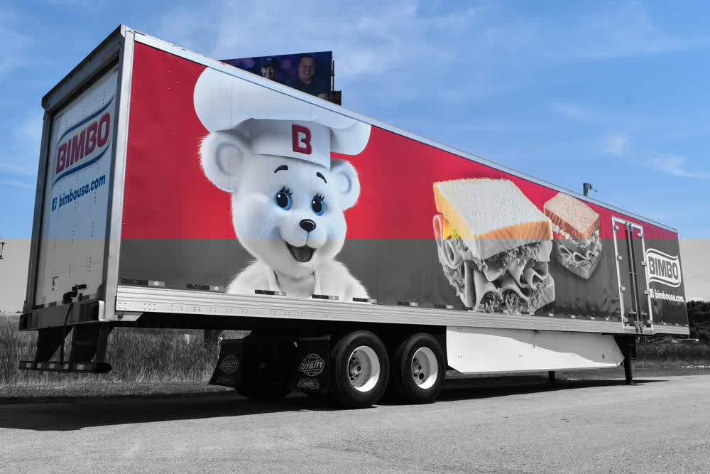 bimbo mobile billboard truck trailer
