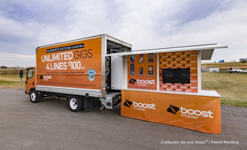 boost mobile mobile showroom trailer truck