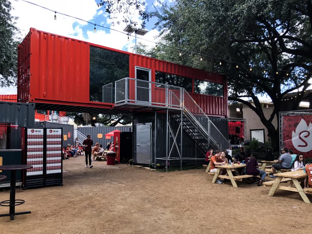 outside shipping container restaurant