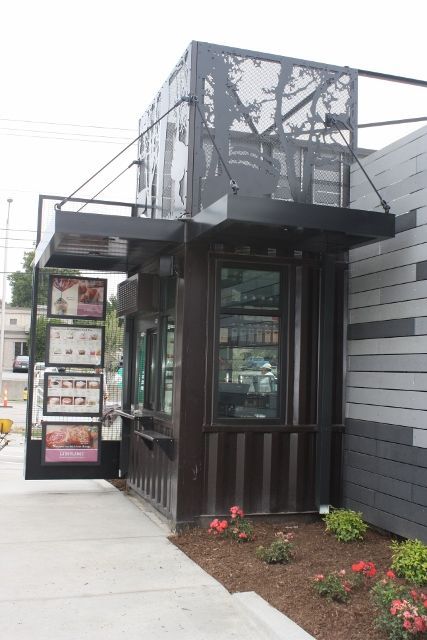 starbucks drive through shipping container restaurant