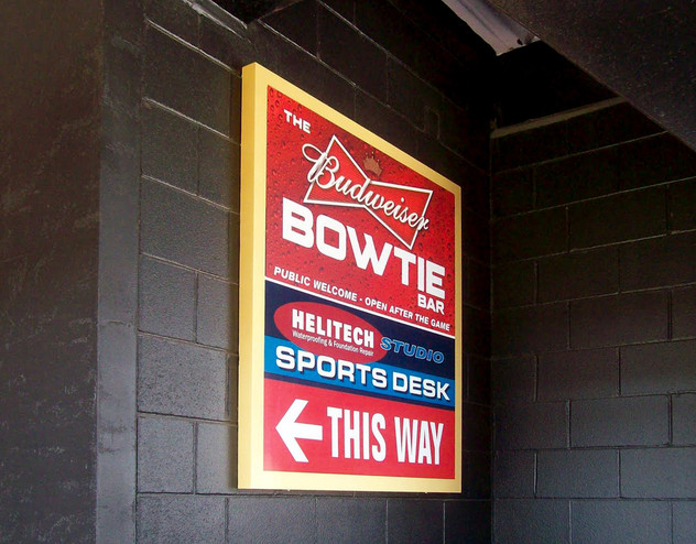 budweiser bowtie sign stadium graphics