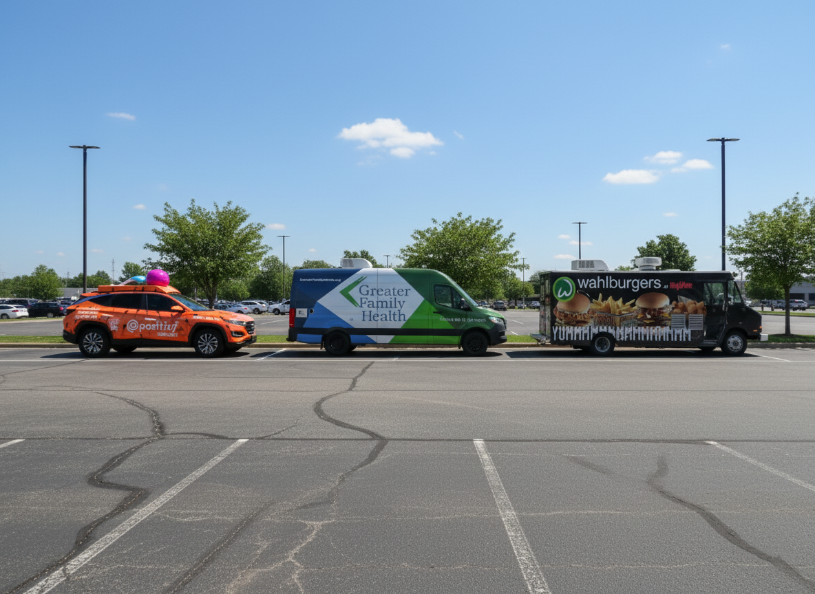 Comparison of vehicle sizes highlighting cost differences for fleet graphics from cars to trucks.