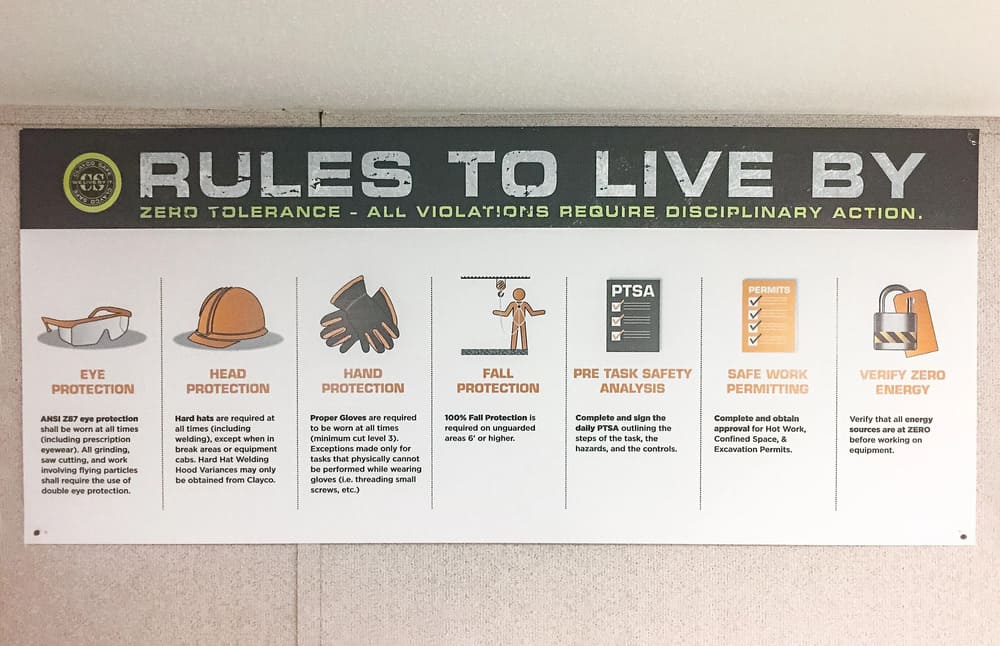 construction safety rules custom signage