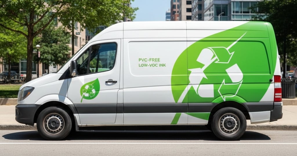 Eco-friendly vinyl fleet wrap reducing chemical waste and environmental impact