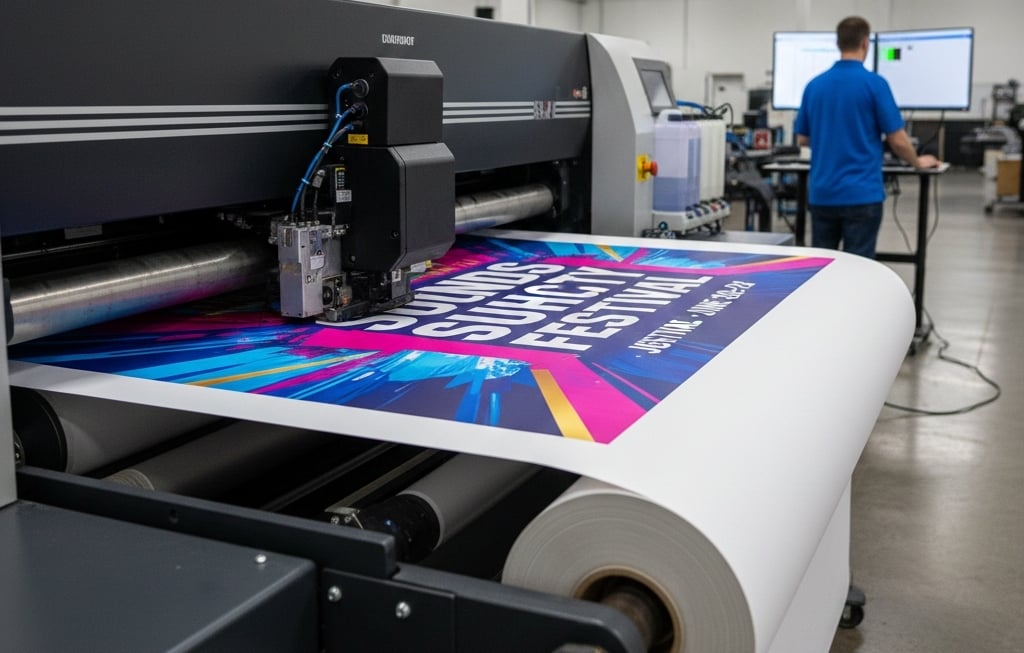 Large-format banner printing and production process