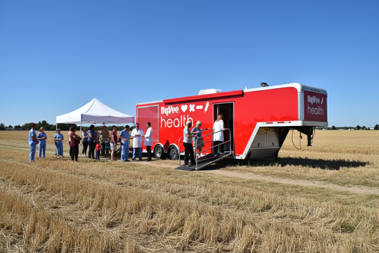 Medical trailer deployed for disaster relief, providing healthcare in underserved areas