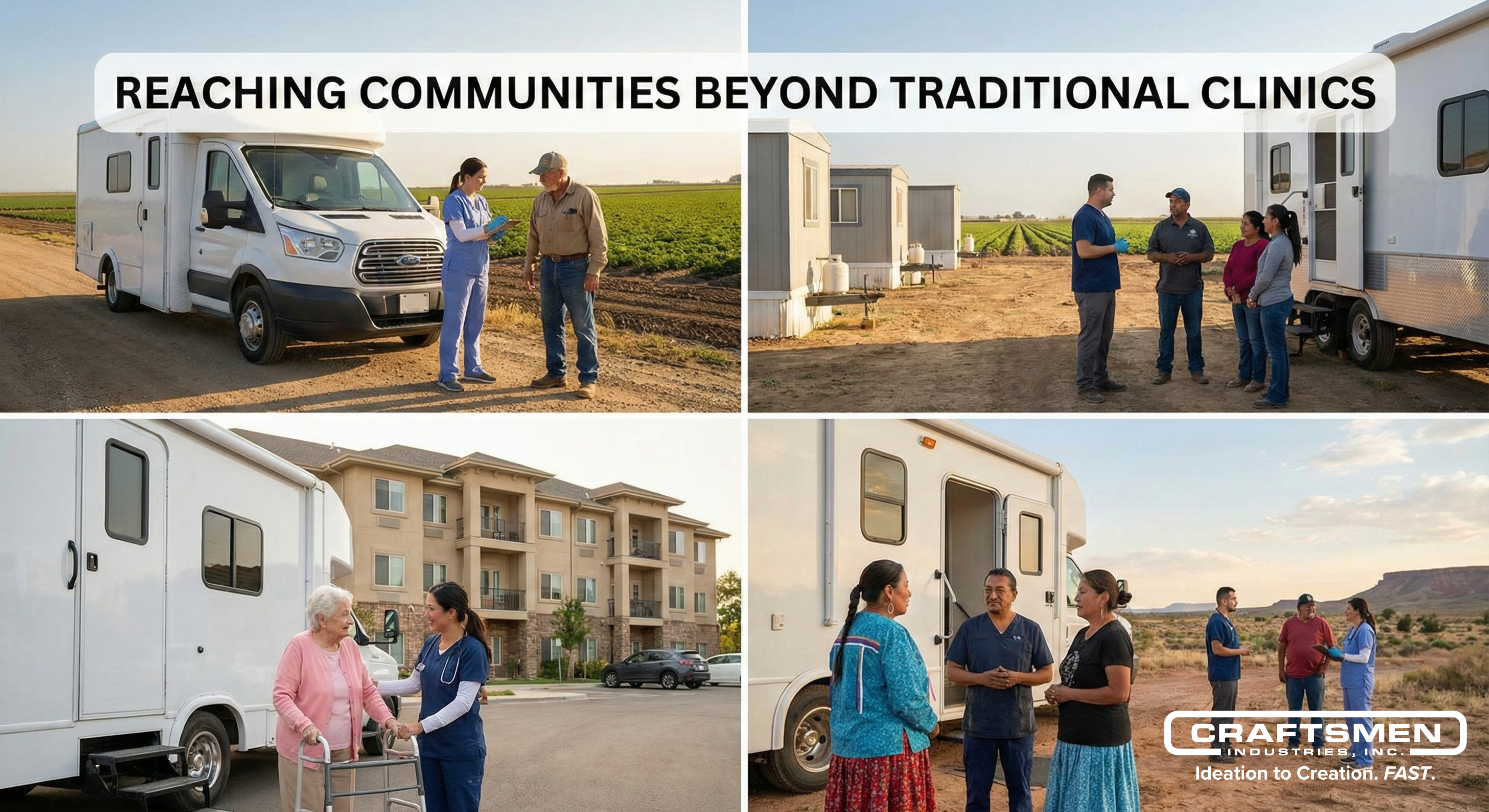 Mobile healthcare unit providing services in rural and underserved community settings.