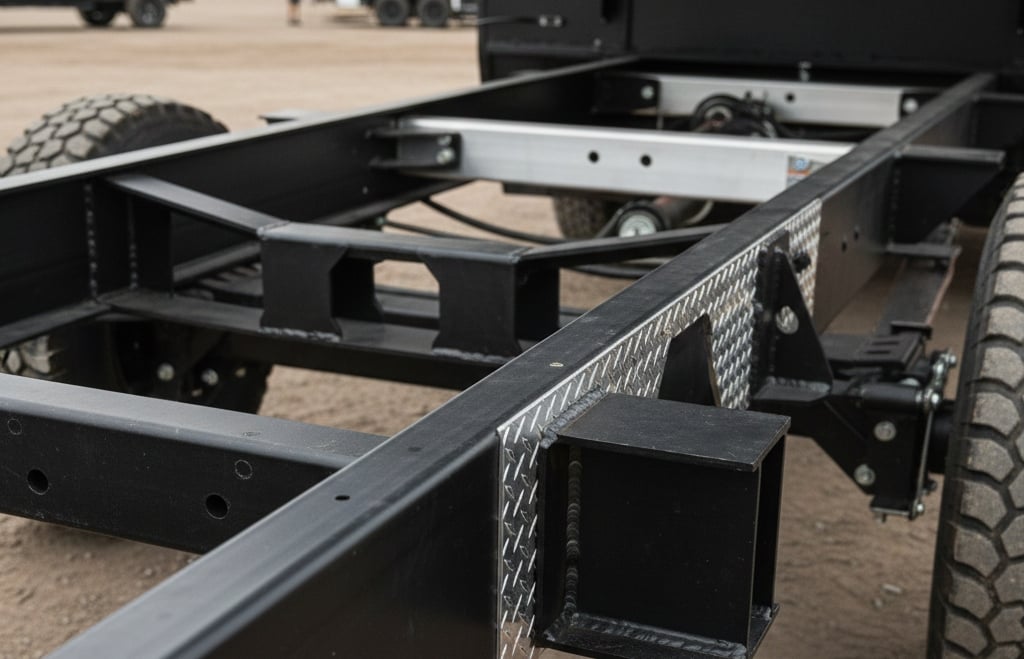 Steel and aluminum chassis frame options for mobile command trailers