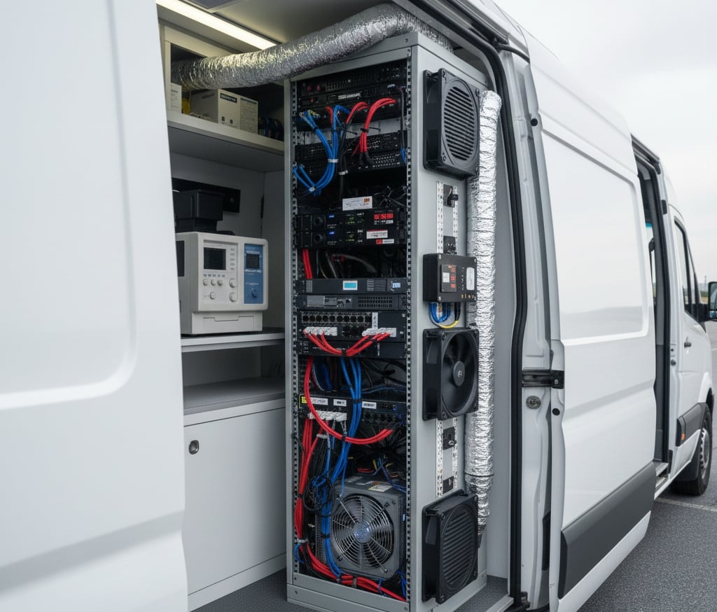  Thermal management system in a mobile medical unit ensuring safe electrical operation