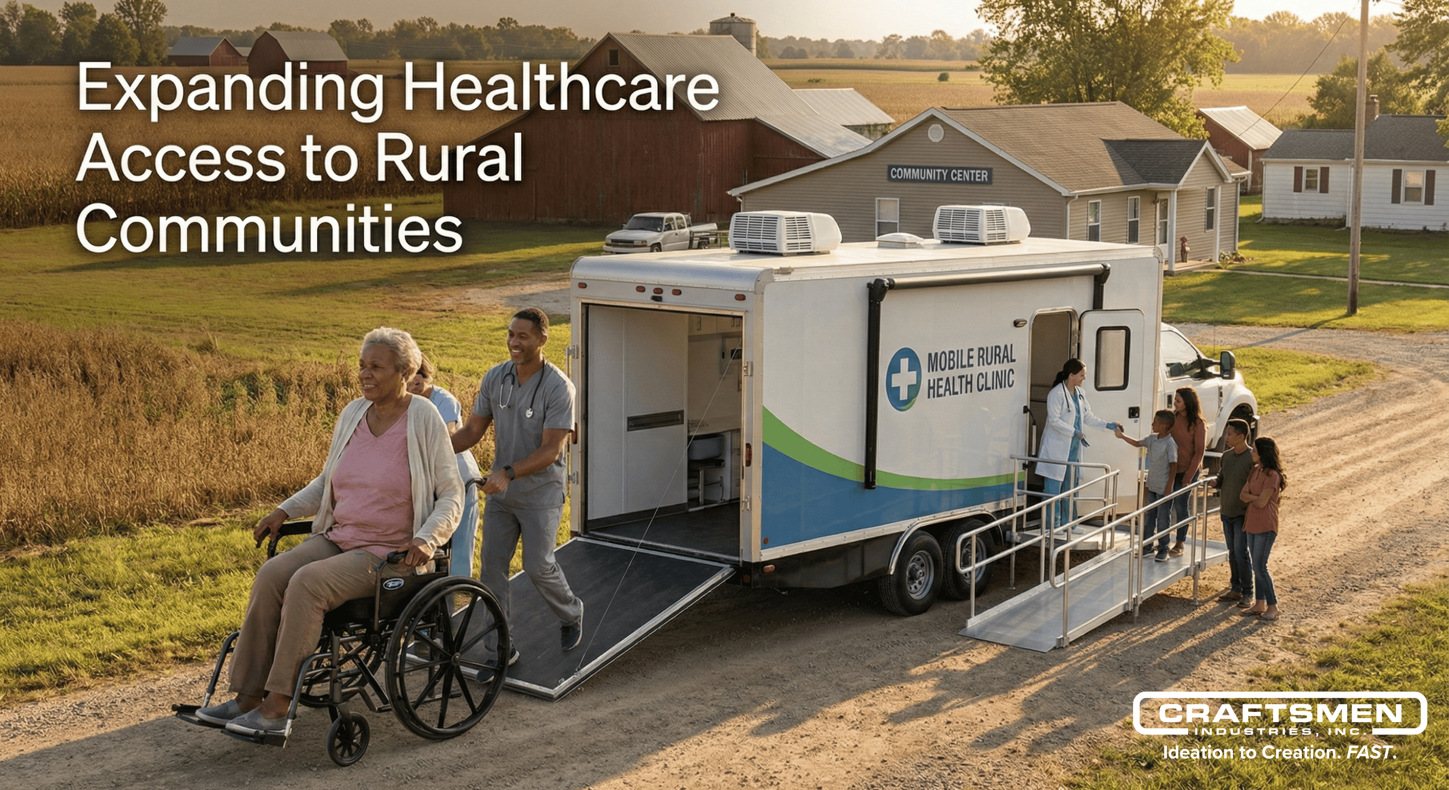 Mobile medical trailer delivering healthcare services in a rural community