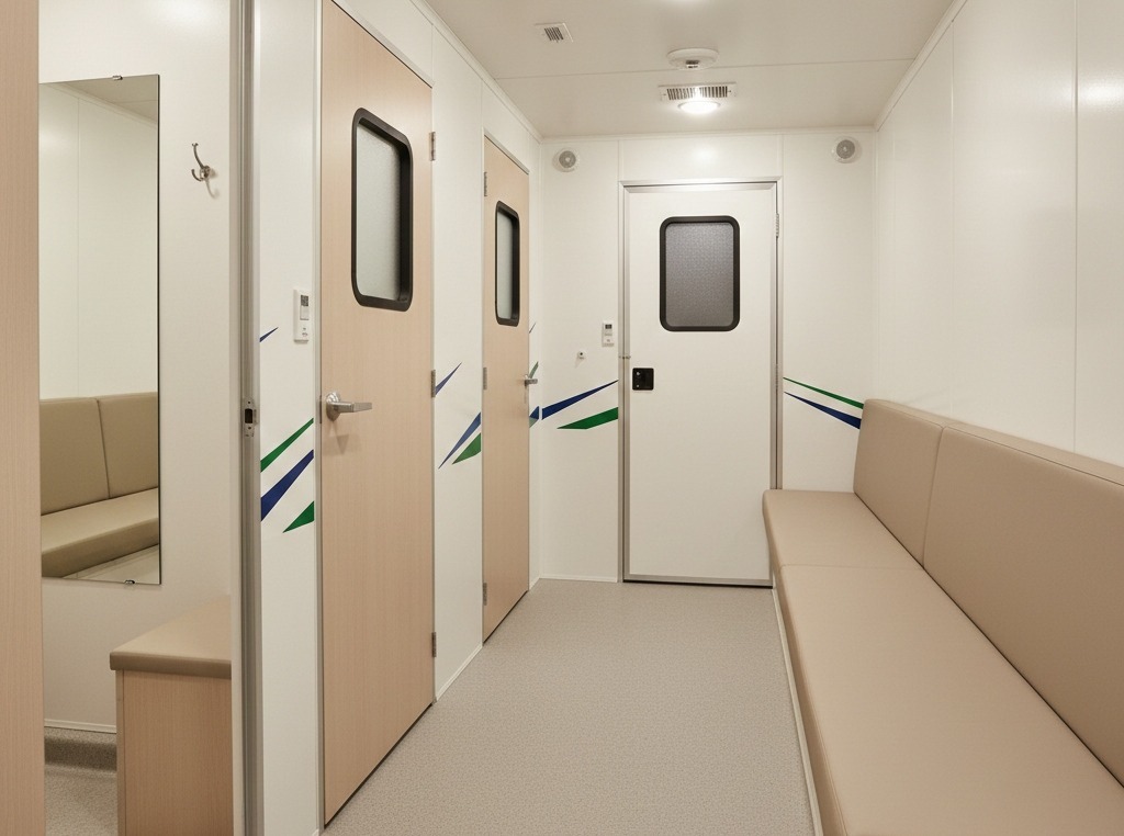Inside of a mobile mammography unit designed for patient comfort and privacy