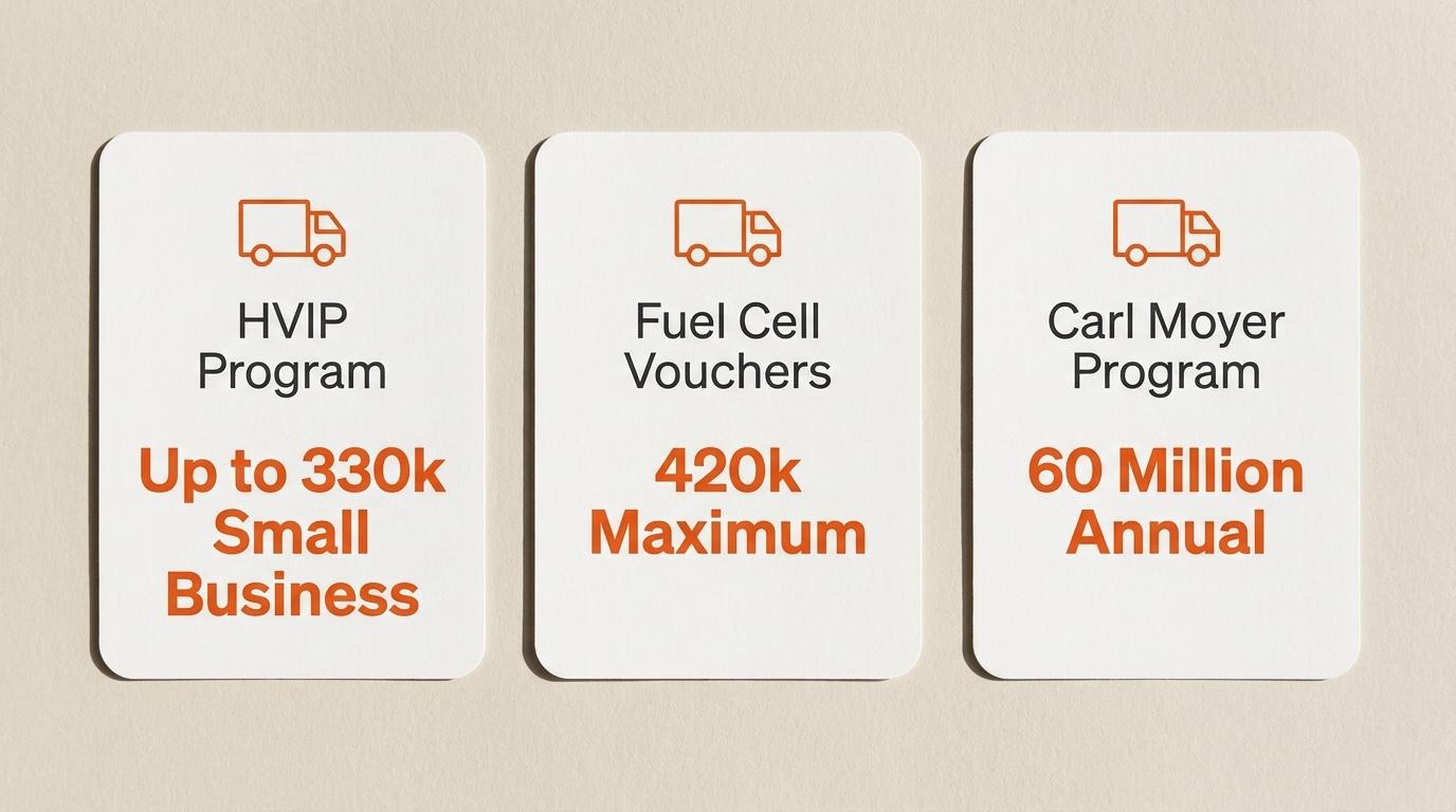 inforgraphic of HVIP program, Fuel Cell Vouchers, Carl Moyer Program