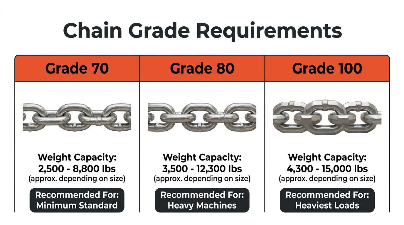 infographic of chain grade requirements