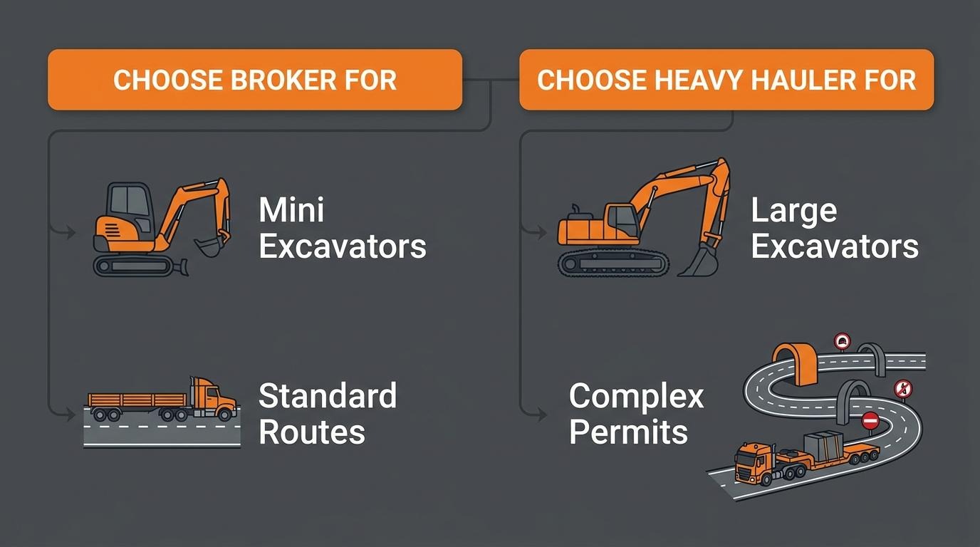 infographic of choose broker or heavy hauler for