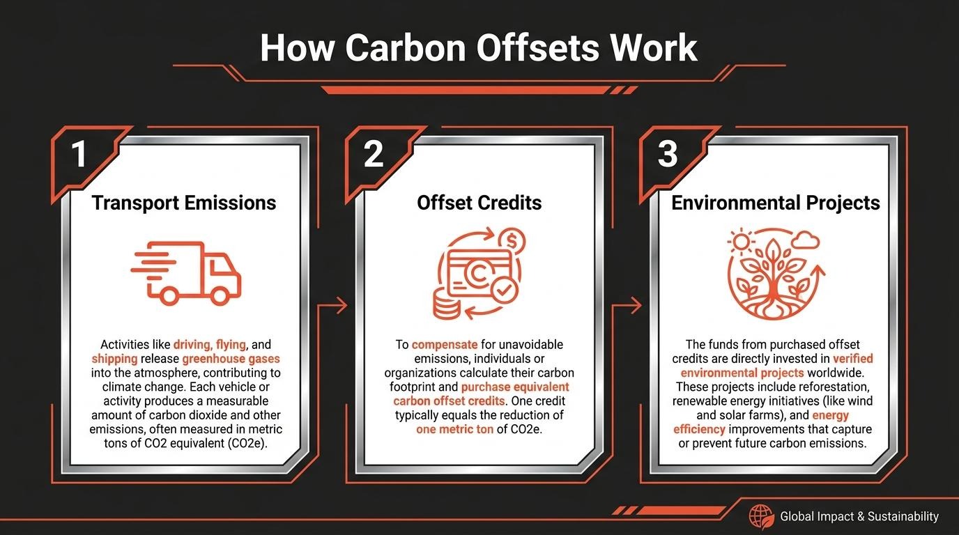 infographic of how carbon offsets work