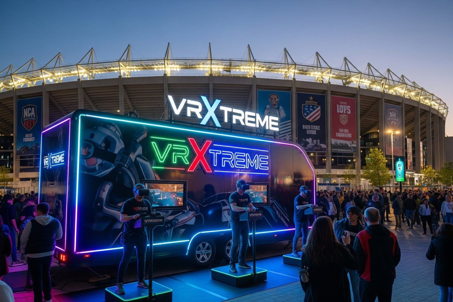 VR trailer near the stadium
