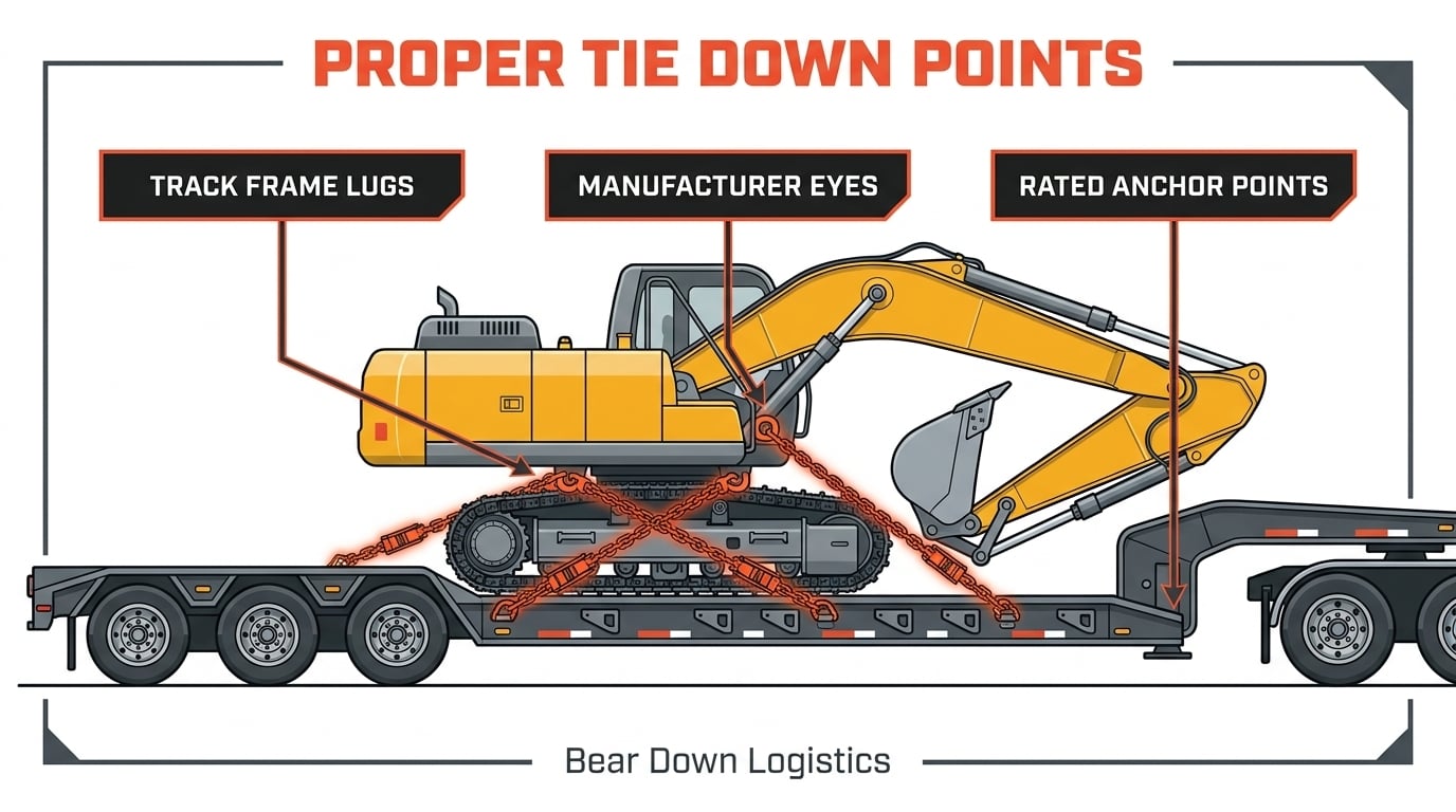 Tie‑Down Points on Excavators: Where to Secure Chains
