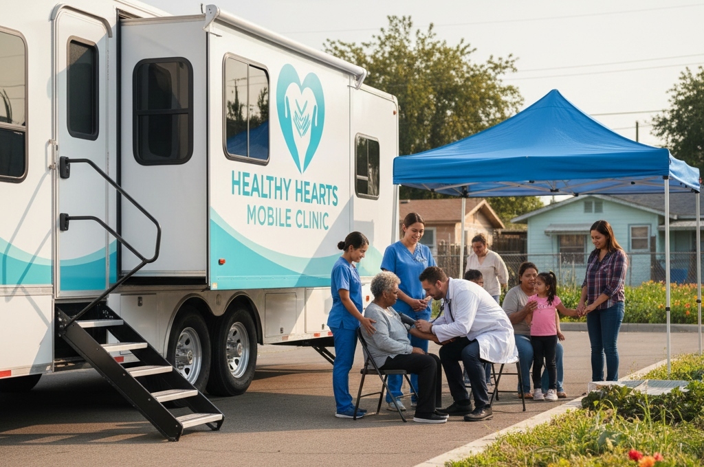 Nonprofit mobile medical clinic delivering healthcare services to underserved populations