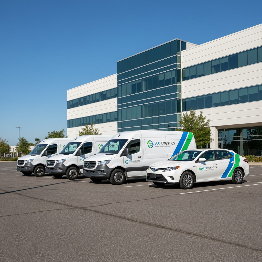 Consistently branded fleet vehicles demonstrating color, logo, and design cohesion for strong brand recognition.