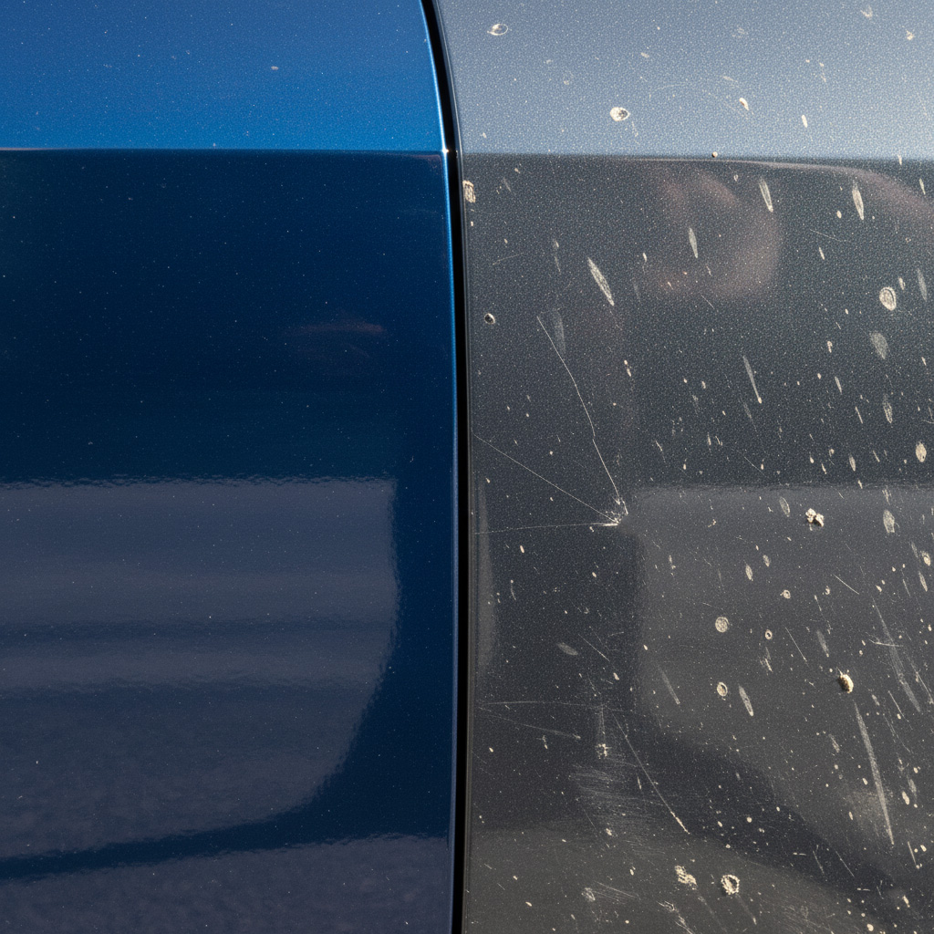 Wrapped fleet vehicles withstanding snow, sun, and road salt, demonstrating weatherproof protection for long-term paint preservation.
