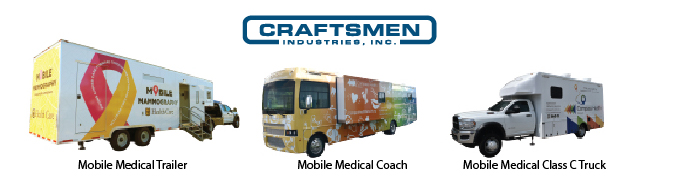 Comparison of mobile medical trailer, RV, and truck used as mobile clinics.