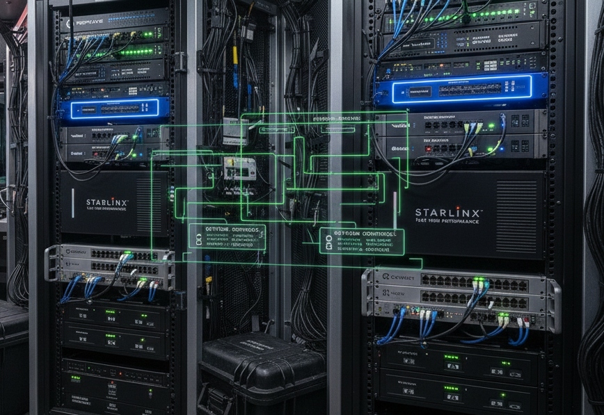 Satellite antennas, routers, and backup power in a mobile command center