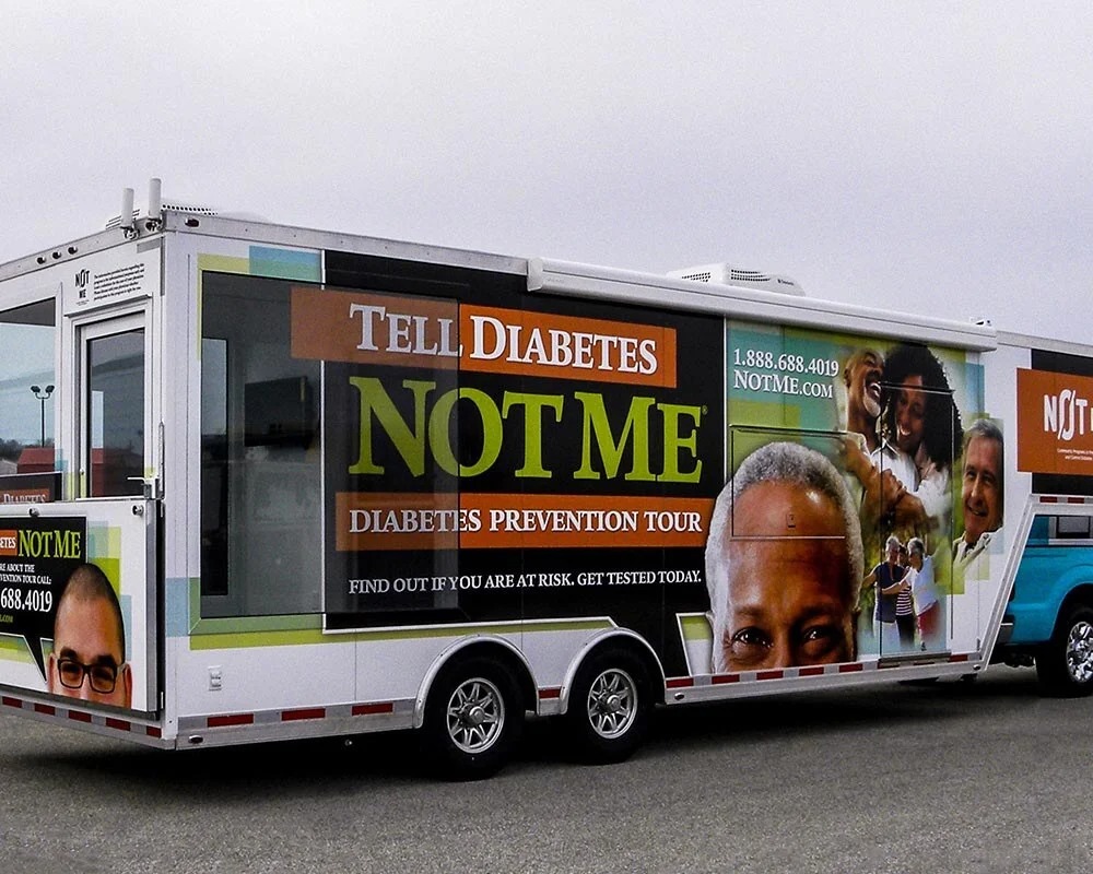 A diabetes prevention tour trailer with the slogan