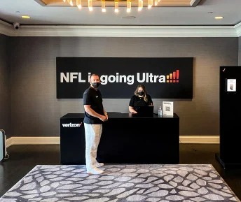 Verizon NFL registration desk with