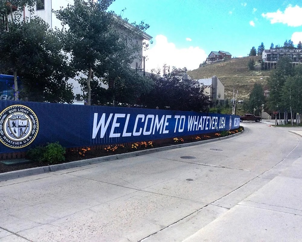 Large outdoor vinyl fence banner