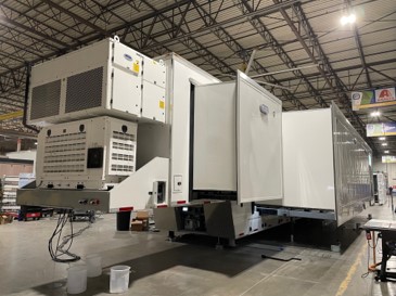 Hospital–grade generator power back up power HVAC with environmental controls auxiliary connections and multiple varied sized expandable sections