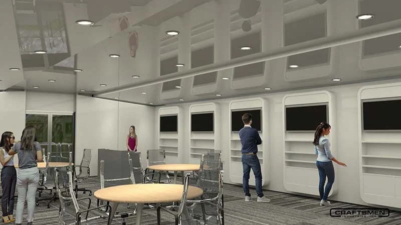 interior design of mobile expo conference trailers