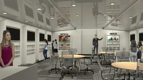 interior of mobile expo conference trailers