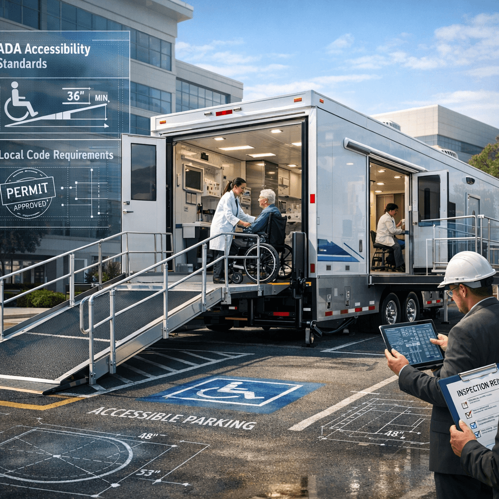 ada compliance modern mobile medical trailer