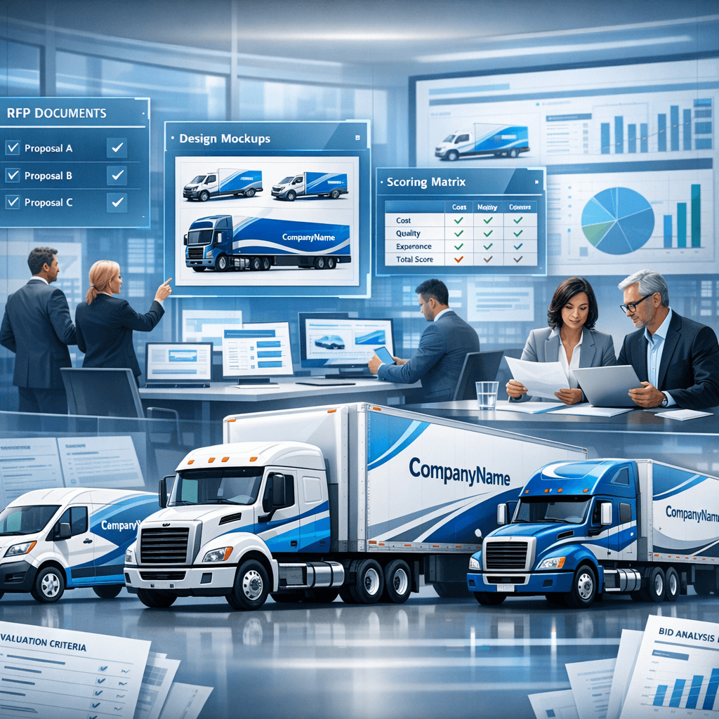 corporate fleet wrap rfp process branded vehicles digital mockups