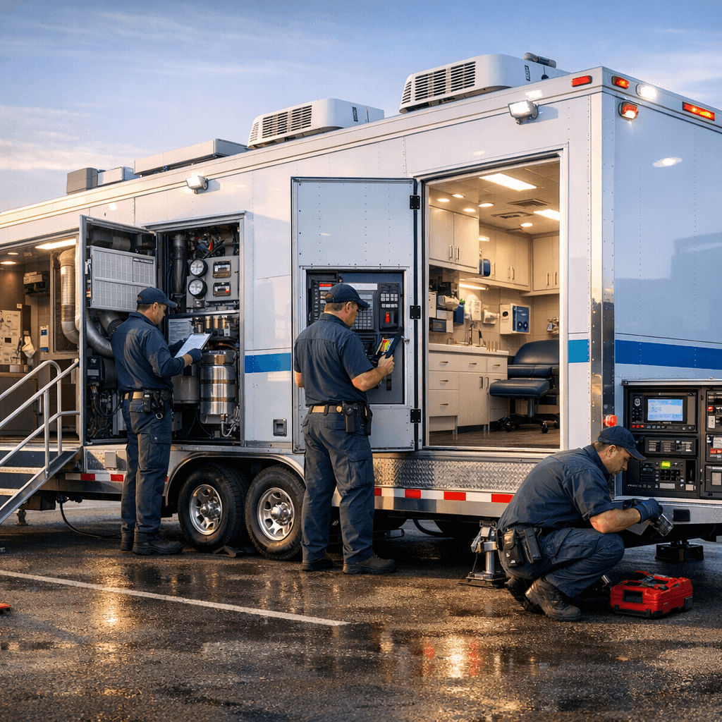 custom mobile medical trailer maintenance at dawn