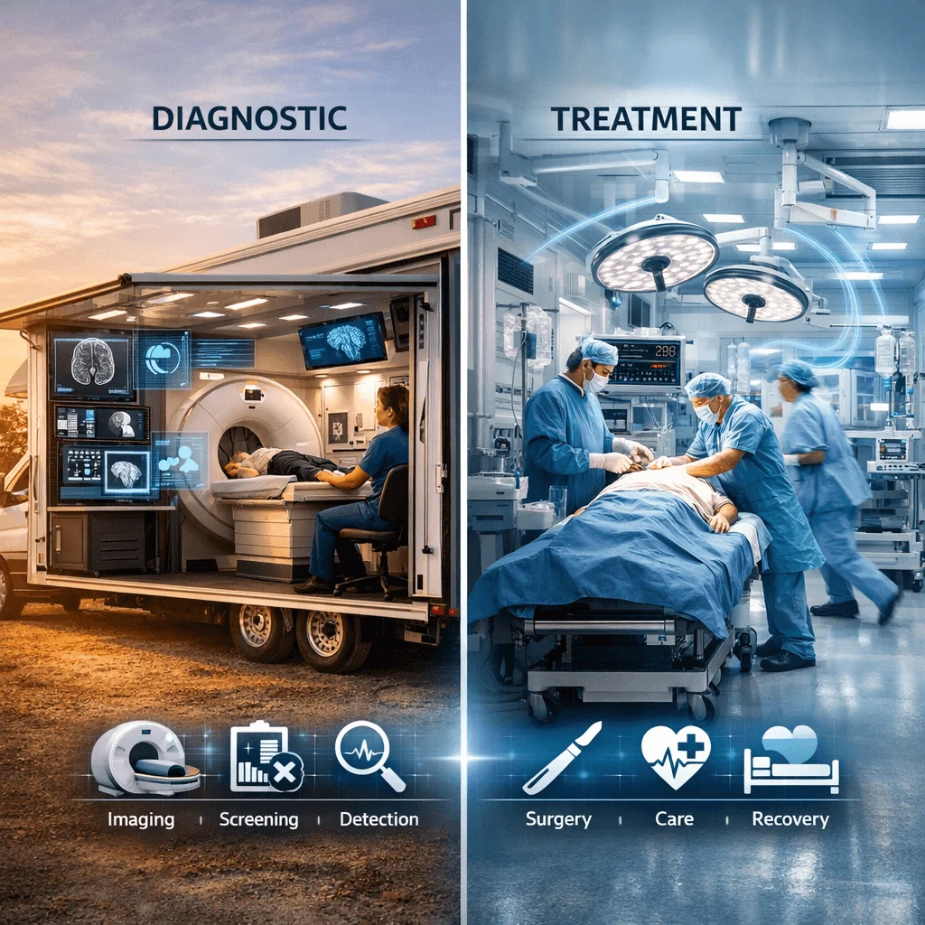 diagnostic vs treatment medical trailers split screen