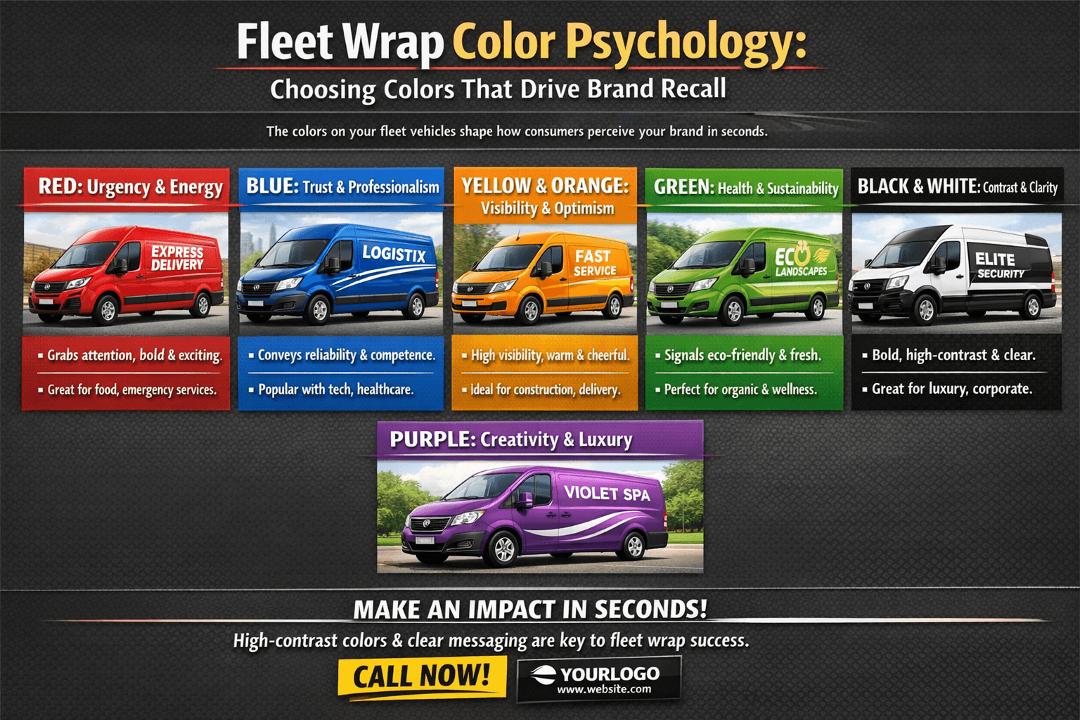 leet wrap color psychology guide showing how vehicle wrap colors influence brand perception