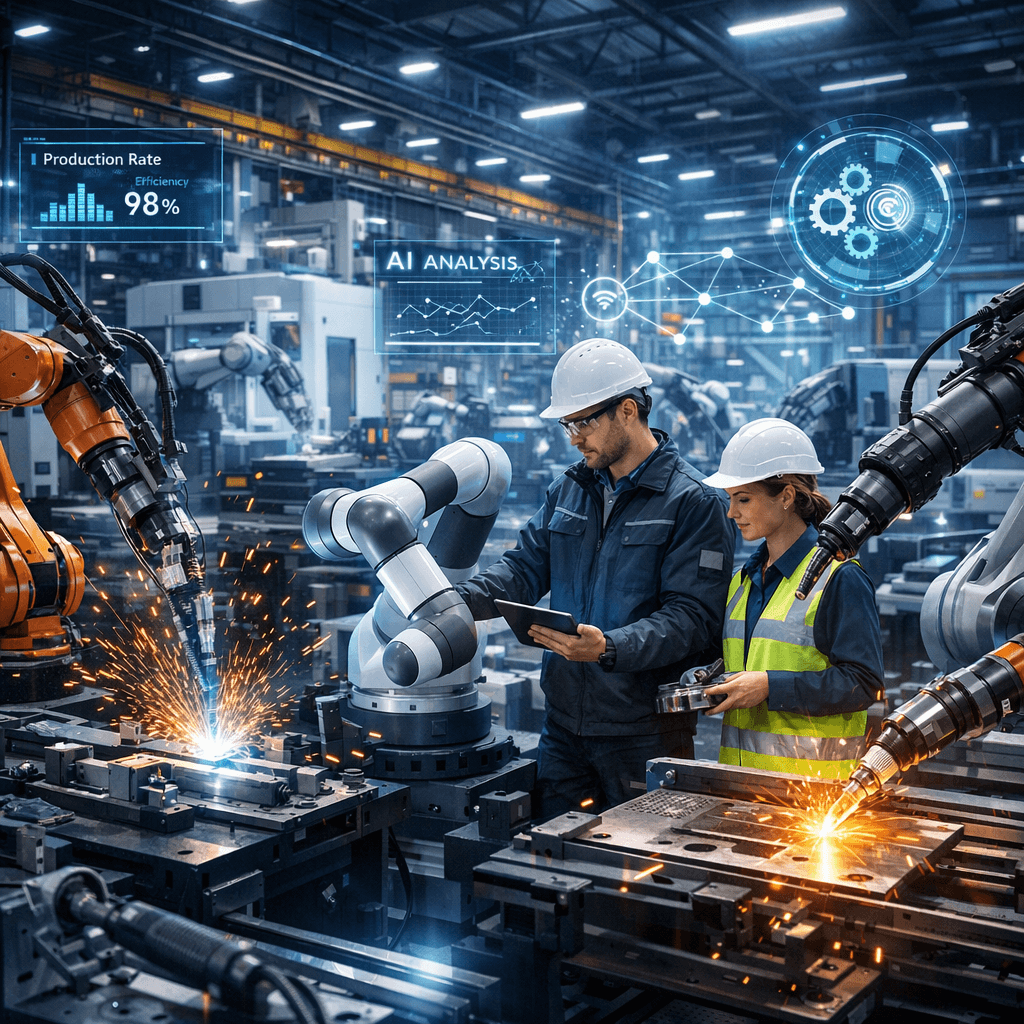 futuristic industrial automation facility