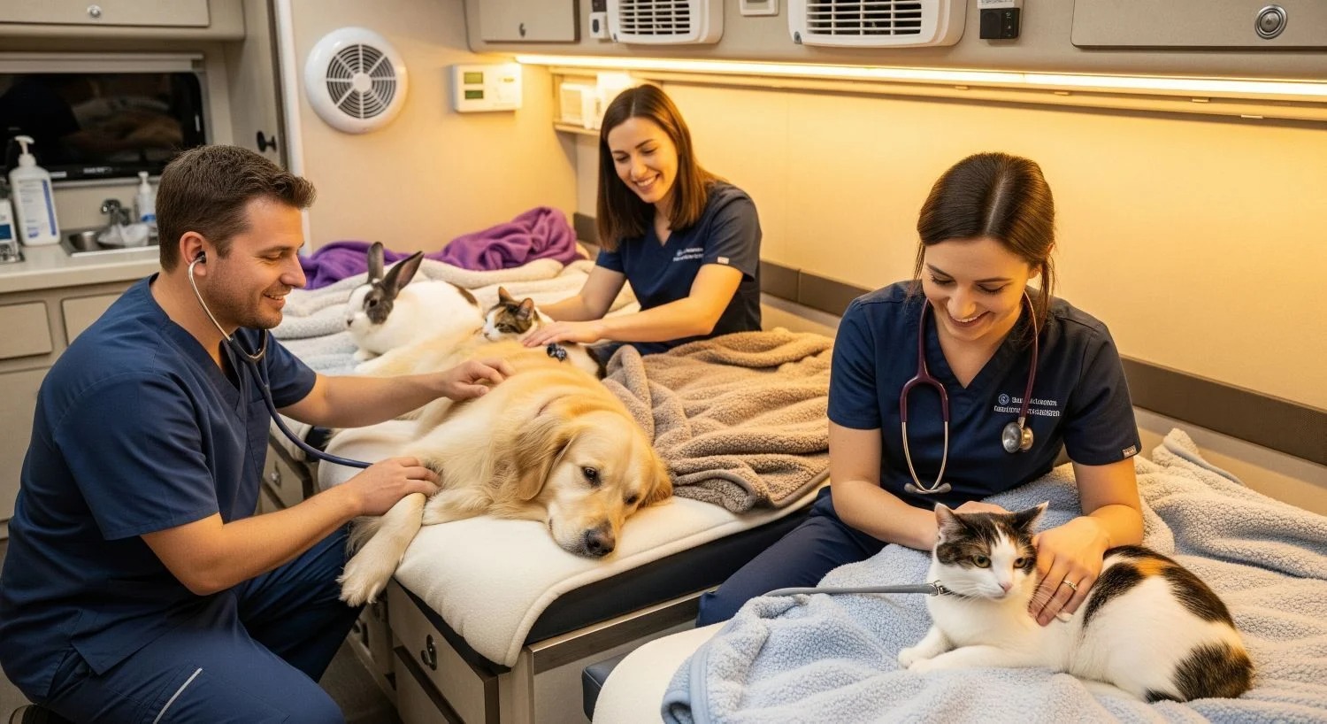 mobile veterinary clinic pet prep recovery area