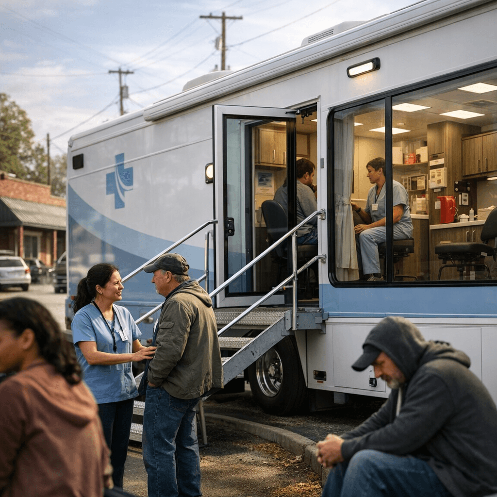 modern mobile mat clinic serving community hope care