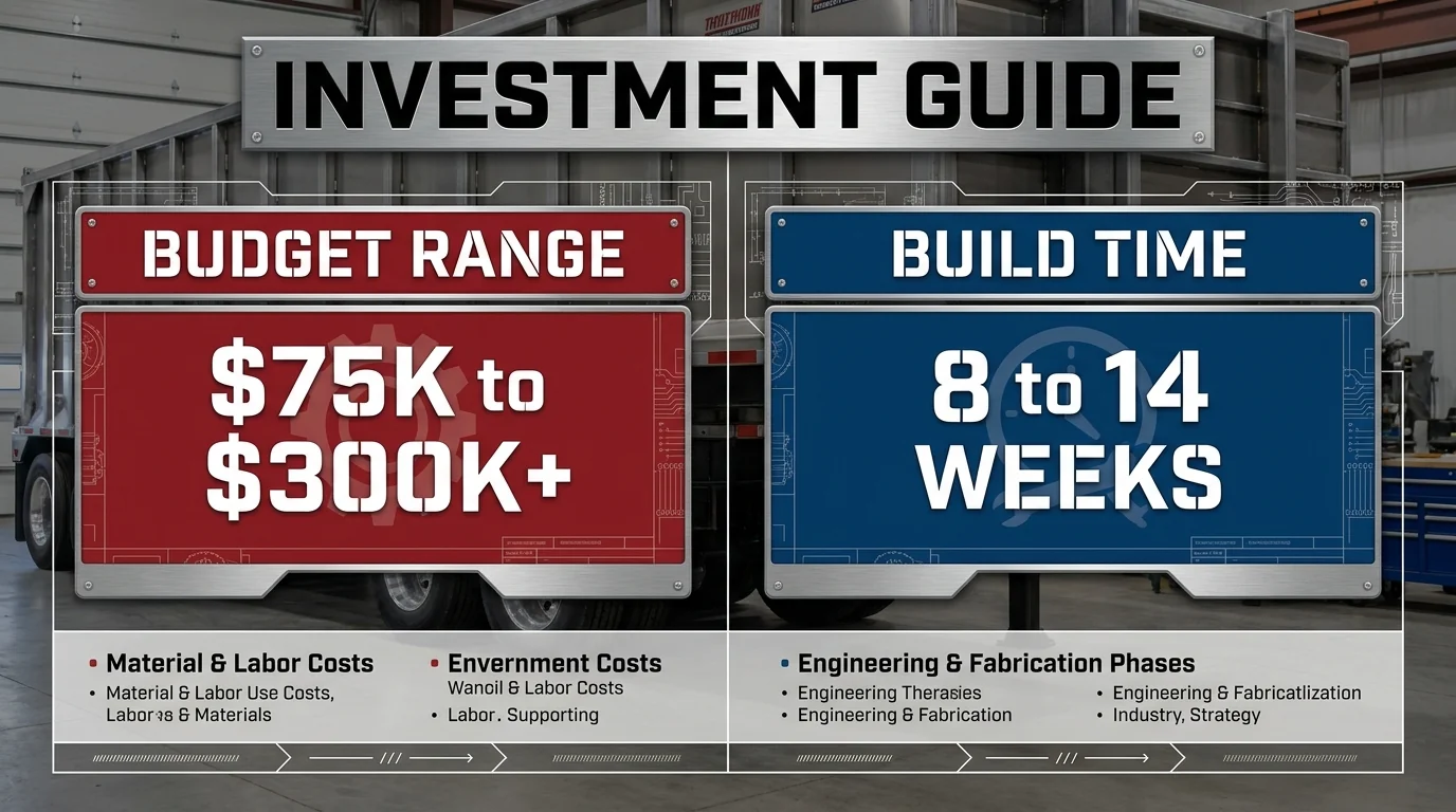 Illustrated investment guide comparing budget and build-time considerations for a technology activation vehicle.